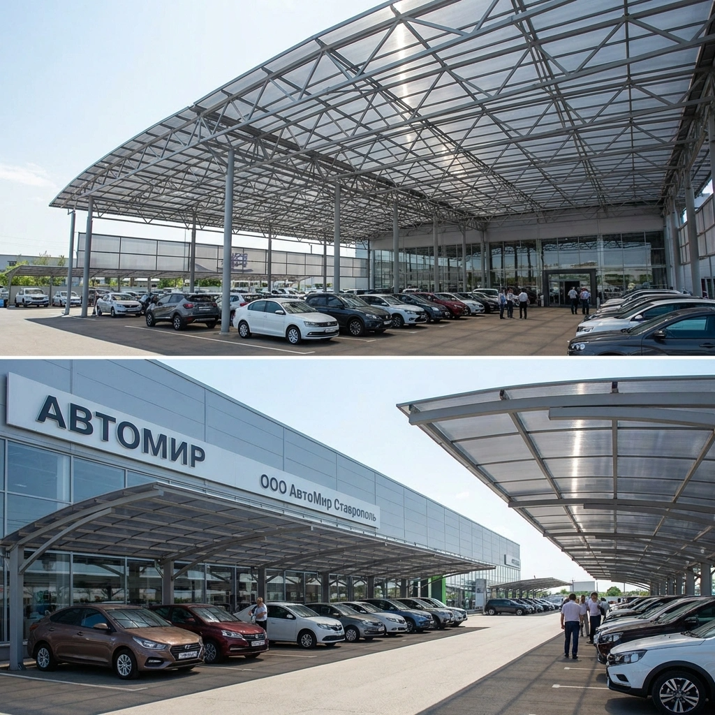 Навесы для автосалона «АвтоМир»